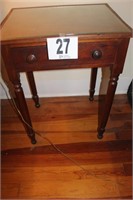 Antique 1 Drawer Walnut Lamp Table, Drawer Is