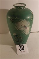Hand Painted Glass Vase, 19" Tall