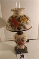 Hand Painted Antique Lamp - Converted