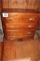 Walnut 3 Drawer Dresser With Carved Fruit Pulls,