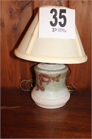 Antique Lamp With Hand Painted Base, 15" To Top