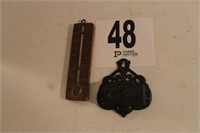 Black Metal Matchstick Holder And Small Wooden
