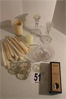 Candlesticks And Assortment Of Candles
