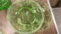 Green depression glass lot 8 pcs