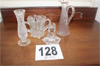 4 Pcs Glassware, Including Bud Vase And Cruet