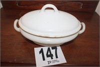 Oval Ironstone Serving Dish With Lid And 2