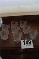 8 Frosted Glass "Fish" Cups