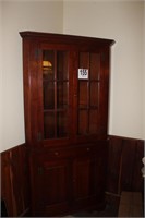 Cherry China Corner Cabinet, Glass Doors At Top,
