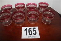 8 Cranberry Glass Sherbets