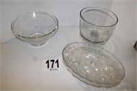 3 Pcs Glassware - Trifle Dish, Footed Serving