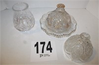 3 Pcs Glassware, Including Butter Dish With Lid