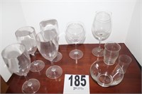 Assorted Glassware And Acrylic Wine Glasses