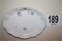 Oval Hand-Painted Blue Bird Platter, 12"X9"