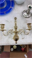 Pair royal Holland pewter candleholders, or brass