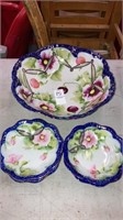 Vintage Decorated Berry bowl set Japan  6 pc set