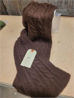 new hooded hand cable knit scarf