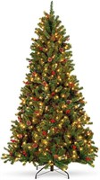 Pinecone&Berry Pre-Lit Christmas Tree,7.5 ft,Clear