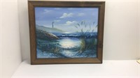 Original oil painting on canvas of beach /