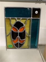 Leaded Stained Glass " scarab " 10.5 " x 13 "