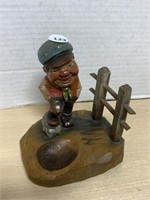 Vintage pipe holder, hand carved and painted