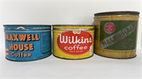 (3) vintage tins - maxwell House coffee, Wilkins