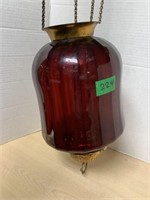 Antique ruby glass hall lamp with hardware