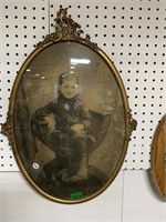 Vintage Child's picture in metal frame with