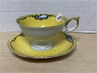 Royal Bayreuth Teacup & Saucer - yellow with gold