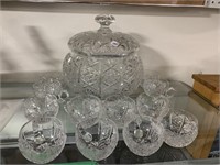Heavy Crystal punch bowl with crystal lid and