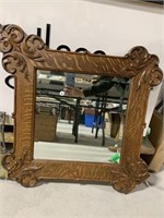 Antique Oak Framed Bevelled Mirror 27 " x 27 "
