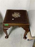 Footstool - needlepoint top with Queen Anne legs