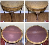 2 King Louis Style Walnut Card Tables (Fold Top)