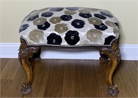 Upholstered Wood Carved Foot Stool