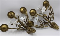 Brass Floral Sconce Pair