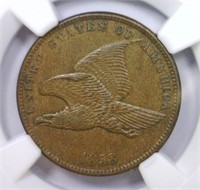 1858 Flying Eagle Cent Small Letters Var. NGC AU58