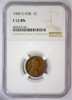 1909-S VDB Lincoln Cent Fine Key Date NGC F12