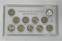 1942-1945 PDS Jefferson Silver Nickel BU Set