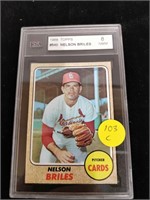 1968 Topps #540 Nelson Briles graded 8 card