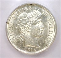 1914 Barber Silver Dime ICG MS62
