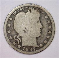 1897-O Barber Silver Quarter Good G