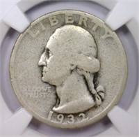 1932-S Washington Silver Quarter KEY DATE NGC G6