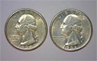 1934 & 1935 Washington Silver Quarter Pair AU