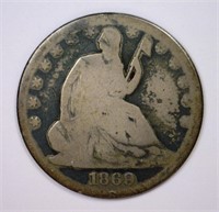 1869 Seated Liberty Silver Half Good G