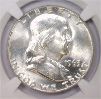 1963 Franklin Silver Half NGC MS64