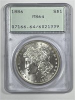 1886 Morgan Silver $1 PCGS Rattler OGH MS64