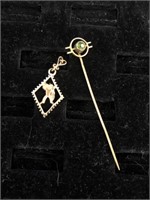 10K Gold Pendant/Charm & 14K Stick Pin w/stone
