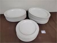 Used white glass serving platters and plates