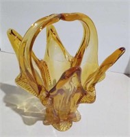 Amber Art Glass Basket