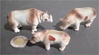 Three Rhino Bone China Miniatures Marked S.S.