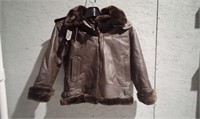 Tanners Avenue Leather Hooded Bomber Jacket Sz M